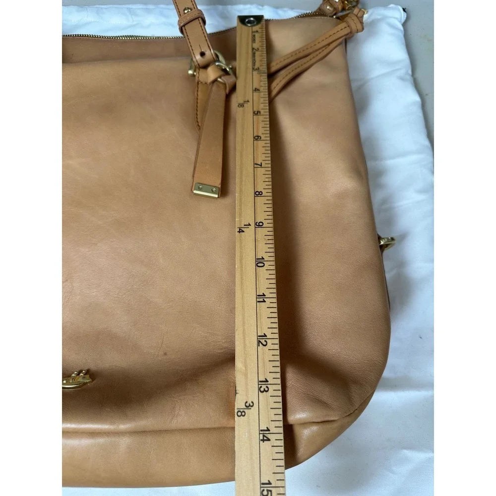 Brahmin Womens Delaney Tote Bag FLAWS Large Tan Charleston Leather Crossbody
